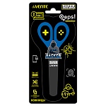 Ножницы детские " deVente " SuperHero. Hacker 13,5см, металлические, пластиковые ручки, защитный футляр с каучуковым декоративным элементом, черные с синим, картонный блистер, европодвес