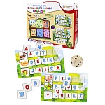 Игра обучающая " Рыжий кот " Bright Kids. Буквы, слоги и слова English, состав: карточки - 5 шт, домик - 1шт, буквы - 104 шт, кубик, инструкция, картонная упаковка 22,5*28*5,5см