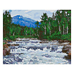 Картина алмазная " Lori " 40*50см Лесной водопад, полное заполнение, основа с цветной схемой, комплект квадратных страз, стилус, лоток для страз, сухой клей
