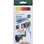 Карандаши " Сонет " 24цв шестигранные деревянные, профессиональные, картонная упаковка, европодвес