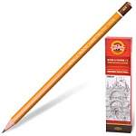 Карандаш ч/гр " Koh-i-Noor " Hardtmuth 4H шестигранный, деревянный, цвет корпуса - желтый, заточенный, картонная упаковка