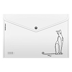 Папка на кнопке " Erich Krause " А4 Clear Animal, пластик 0,18мм, текстура поверхности- зеркало, полупрозрачная, с рисунком