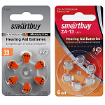 Батарейка для слуховых аппаратов " Smartbuy " A13-6B, 1,45V, воздушно-цинковая