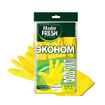 Перчатки многоразовые латексные " Master Fresh ", хлопчатобумажное напыление, размер S/M, желтые