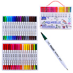 Набор аквамаркеров " Mazari " Aquarelle 36 цвета двусторонние, кистевидный/капиллярный наконечник, акварельные, ПВХ упаковка, европодвес
