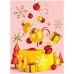 Конверт для подарочного сертификата " Праздник " 170 Новогодний- Подарок, елочные шары, 74*100мм, глянцевый УФ-лак, без текста