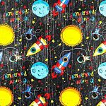 Упаковочная бумага металлизированная " Интерпак " 68,5см*10м, Космос, в рулоне, 90г/м2