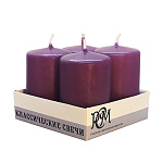 Набор свечей " РСМ " Классических фиолетовых, 60*40мм, время горения 10часов, 4шт, в картонном поддоне
