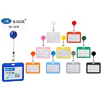 Бейдж " Basir " 85*54мм с рулеткой-ретрактором с вытяжной нитью, горизонтальный, цветной ассорти (без возможности выбора цвета), пластик