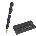 Ручка подарочная шариковая автоматическая " Bruno Visconti " Milano синяя 1,0мм, толщина письма 0,7мм, поворотный механизм, корпус- нержавеющая сталь, покрытие soft touch, цвет корпуса синий, металлический наконечник, металлический клип, подарочная упаков