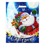 Пакет Новогодний ПЭ " Интерпак " с вырубной ручкой ПВД, 38*47см 60мкм Новогодний привет