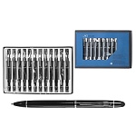 Ручка шариковая " Basir " синяя 0,7мм металлическая, поворотный механизм, корпус черного цвета, клип серебристый