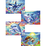 Пазлы " Рыжий кот "  54элемента Подводный мир 17,5*13,0см, 4 дизайна, картонная упаковка 9*6,5*2,5см