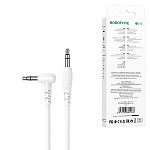 Кабель Aux Jack 3,5mm - Jack 3,5mm " Borofone " BL10, белый, круглый, боковой, 1м, силикон