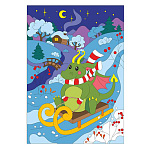 Картина по номерам Новогодняя " Lori " 20*30см Быстрые санки, состав набора: холст с контуром на подрамнике, краски, кисть, палитра, инструкция, картонная упаковка