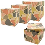 Набор коробок " KWELT " 3в1 16,5*16,5*13см, 14*14*11см, 11,5*11,5*9см, Абстракция, цвет - крафт, картон/ПВХ