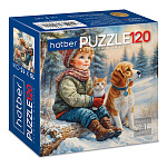 Пазлы " Hatber " 120элементов Мои верные друзья 15*15см, картонная упаковка