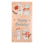 Конверт для денег " Миленд " 1-20 Happy Birthday! Влюбленные котики, 164*84мм