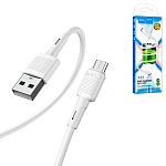 Кабель сетевой USB - micro USB " Hoco " X83 Victory белый, круглый, 1м, 2.4А, силикон
