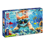 Пазлы " Hatber " 500эл Premium Котик на релаксе 48*33см, в наборе: постер, клей 85г, шпатель, картонная упаковка