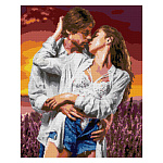 Картина алмазная " Lori " 40*50см Пара влюбленных, полное заполнение, основа с цветной схемой, комплект квадратных страз, стилус, лоток для страз, сухой клей
