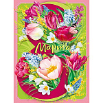 Плакат " Мир поздравлений " 941 А2 8 Марта- Нежные цветы, без отделки