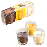 Набор ароматизированных свечей в стакане " РСМ " Арабика, молоко-мед, ваниль, 55*40мм, время горения 10часов, 3шт, в картонной упаковке