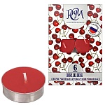 Свеча чайная ароматизированная " РСМ " 6шт Вишня, 39*12,5мм, время горения 3-4часа, картонная упаковка