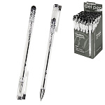 Ручка гелевая " Bruno Visconti " FineWrite, черная 0,4м, толщина письма 0,3мм, полуигольчатый пишущий узел, прозрачный пластиковый корпус, колпачок с клипом, картонная упаковка