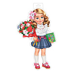 Плакат фигурный " Мир открыток " 0-35 А3 Девочка с букетом,  348*505мм