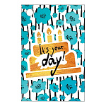 Бирка для букетов и подарков " Мир поздравлений " 025 It's your day! Цветы, свечи, 70*46мм, дизайнерская бумага, фольга