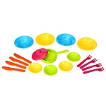 Игровой набор " Росигрушка " Набор посуды Первый блин, в наборе: сковородка с крышкой, 4 тарелки, 4 блюдечка, 4 ножа, 4 вилки, в сетке