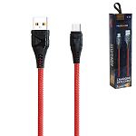Кабель сетевой USB - micro USB " FaisON " K-50 Zero красный, черная вставка, круглый, 1м, 3А, QC3.0, силикон