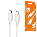 Кабель сетевой Type-C - Type-C " Borofone " BX93 Super power белый, круглый, 1м, 3А, PD, 60W, силикон