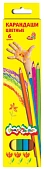 Карандаши 6цв цветные деревянные шестигранные " Каляка-Маляка " 4М картонная упаковка, европодвес