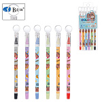 Набор шариковых ручек " Basir " 6цв, капибара, цветной пластиковый корпус с рисунком, фигурный колпачок - капибара, чернила на масляной основе, пластиковая упаковка на липучке, ПВХ европодвес