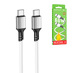 Кабель сетевой Type-C - Type-C " Borofone " BX83 Famous белый, круглый, 1м, 3,0А, 60W, ткань