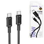 Кабель сетевой Type-C - Type-C " Borofone " BX111 Feliz чёрный, круглый, 1м, 3,0А, 60W, силикон