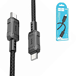 Кабель сетевой Type-C - Type-C " Hoco " X94 Radiance черный, круглый, 1м, 3,0А, 60W, силикон