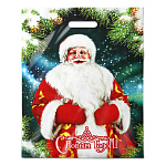 Пакет Новогодний ПЭ " Интерпак " с вырубной ручкой ПВД, 38*47см 60мкм Любимый дед