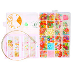 Набор бусин " Mazari " №13 в наборе: пластиковый контейнер, 24 ячеек, фигурные бусины, леска, 2 заготовки для ободков, аксессуары для создания браслетов