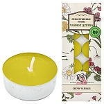 Свеча чайная ароматизированная " РСМ " 10шт Лекарственные травы Чайное дерево, 39*12,5мм время горения 3-4часа, картонная упаковка