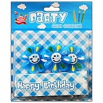 Набор свечей для торта " KWELT " Happy Birthday Цветочек 3шт, 5*5*0,5см, на палочке, картонный блистер 17,5*14,5*2см, европодвес