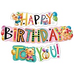 Гирлянда " Мир поздравлений " 946 С Днём рождения! Медвежата, 1м 50см, колечки пикклоло