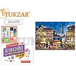 Картина алмазная " Tukzar " 40*50см Город, состав набора: холст на подрамнике, стразы, стилус, емкость для страз, клей, крепеж, частичное заполнение, картонная упаковка