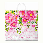 Пакет ПЭ " Интерпак " с пластиковой ручкой ПВД, 37*34см 80мкм Цветение