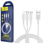 Кабель сетевой USB - Lightning, Type-C, micro USB " Hoco " X25 Soarer белый, круглый, 1м, 2,1А, силикон