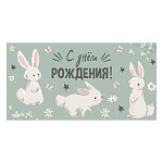 Конверт для денег " Миленд " Soft Touch С Днем рождения! Зайки, 164*85мм