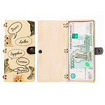 Конверт для денег деревянный (купюрница) " Коты ", на кнопке, фигурная вырезка, 165*100*9мм