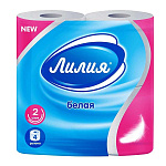 Бумага туалетная 2-слойная " Лилия " 4 рулона со втулкой, 16,8м, белая, 100% целлюлоза, 125*90мм, h=90мм, d=105мм, с принтом